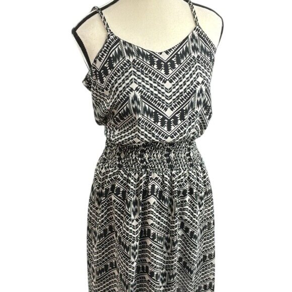 New Glory Black White Aztec Print Maxi Dress Womens Size S Spaghetti Strap Boho - Picture 3 of 9